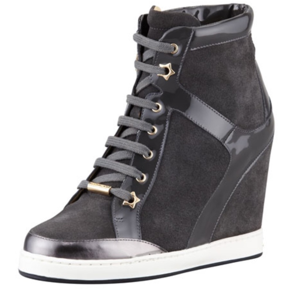 Jimmy Choo Women's Gray Panama Suede Wedge